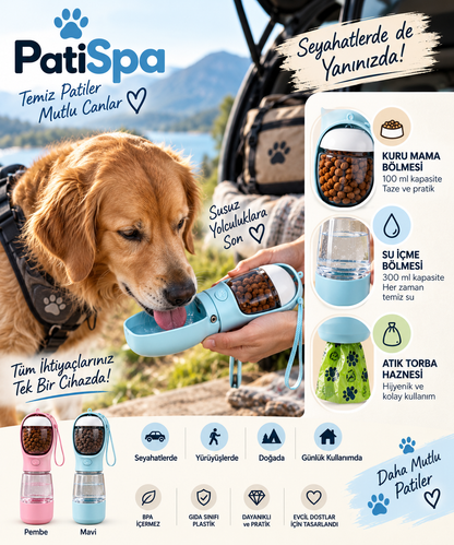 PatiSpa 3'ü 1 Arada Kedi & Köpek Seyahat Şişesi