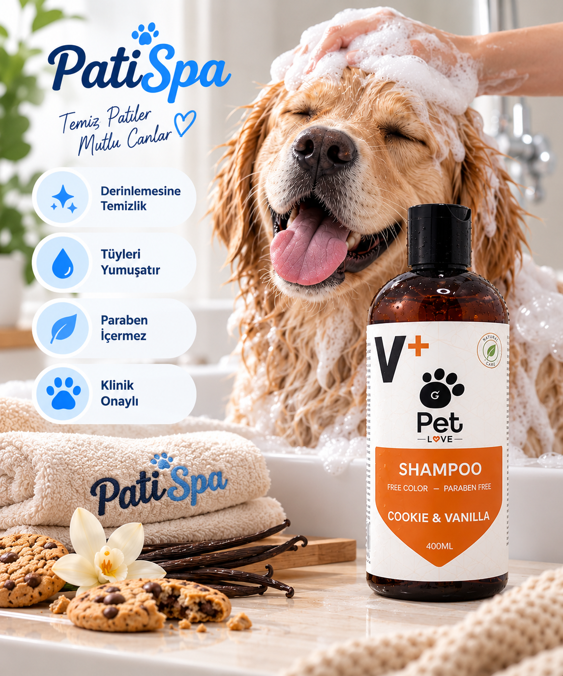 Kedi Ve Köpek Şampuanı Cookıe & Vanilya 400 Ml