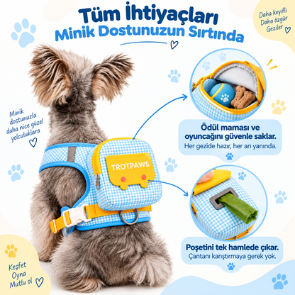 PatiSpa Çantalı Köpek Göğüs Tasması ve Gezdirme Seti