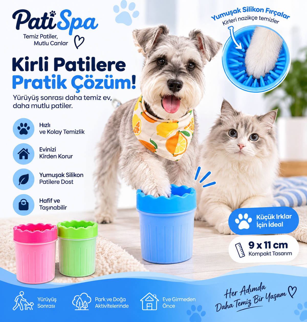 Köpek & Kedi Pati Ayak Yıkama Kovası