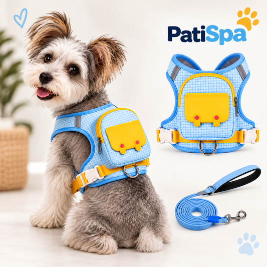 PatiSpa Çantalı Köpek Göğüs Tasması ve Gezdirme Seti