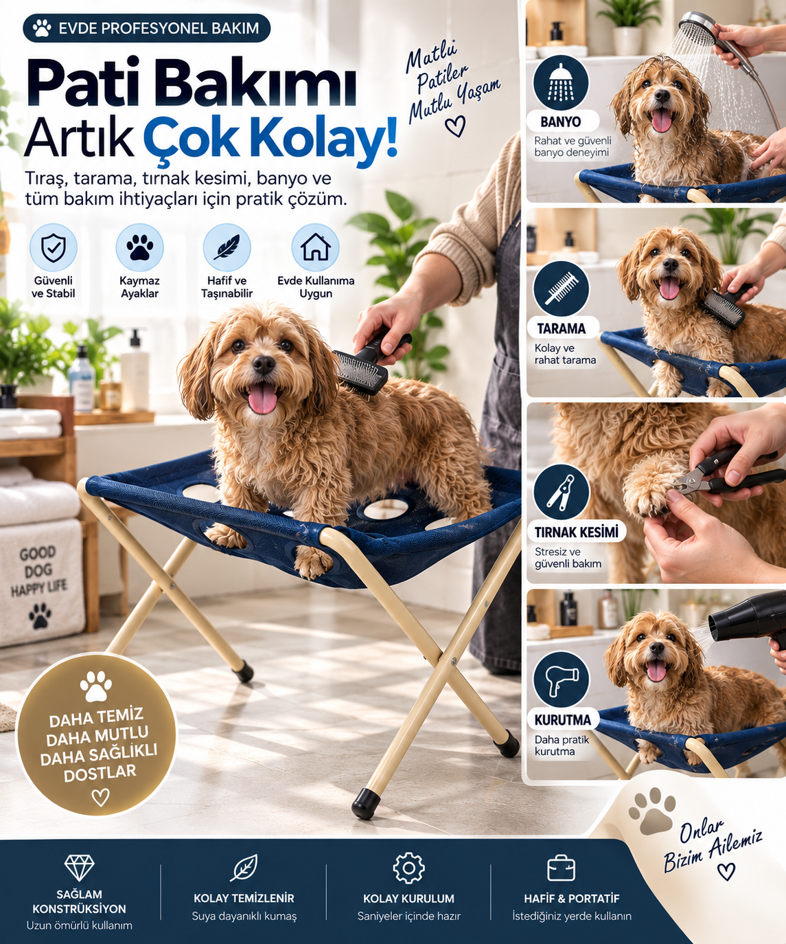 PatiSpa Katlanabilir Evcil Hayvan Yıkama & Bakım Standı